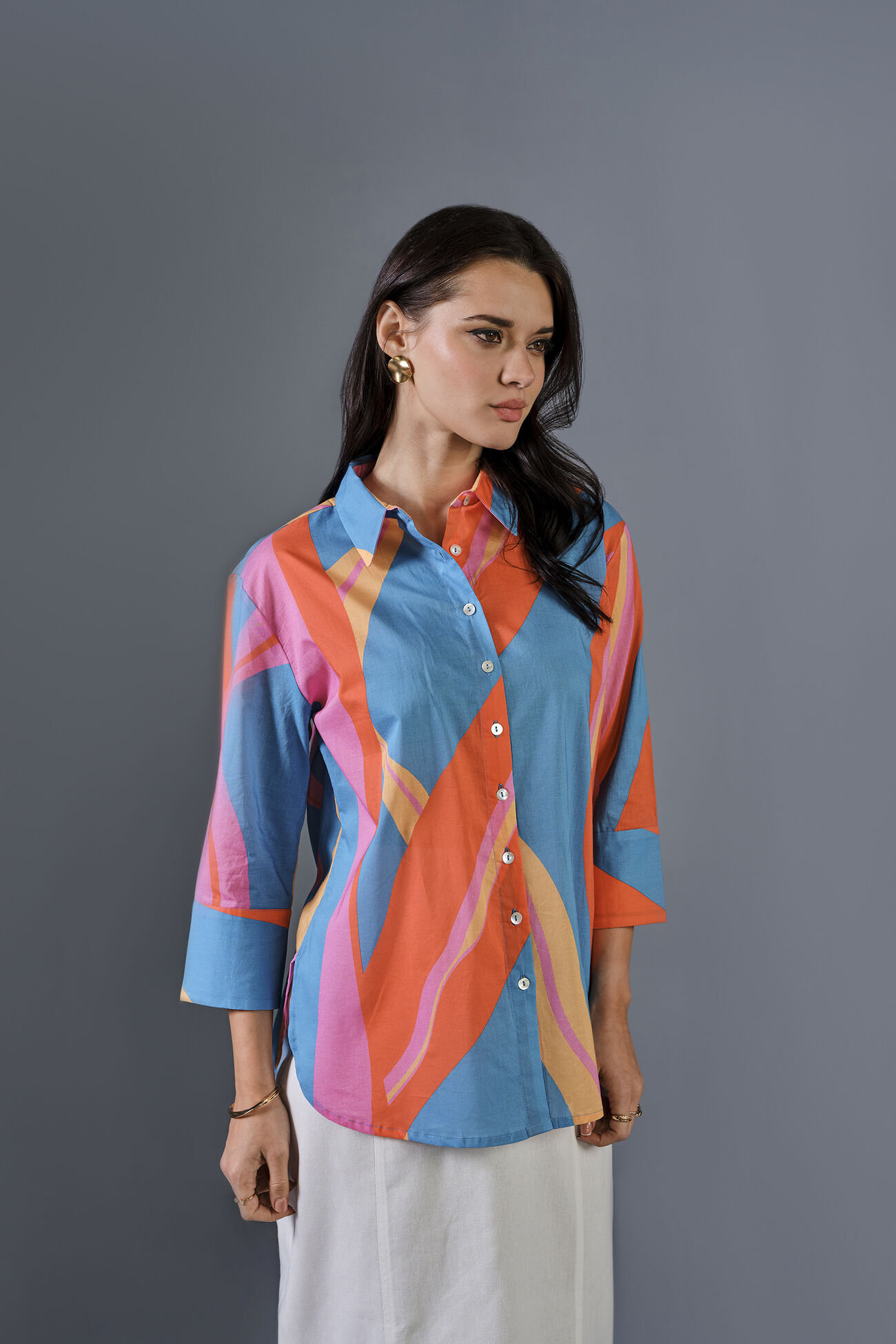 Abstract Swirls Cotton Shirt, Multi Color, image 4